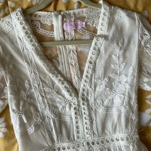 White lace maxi dress romper